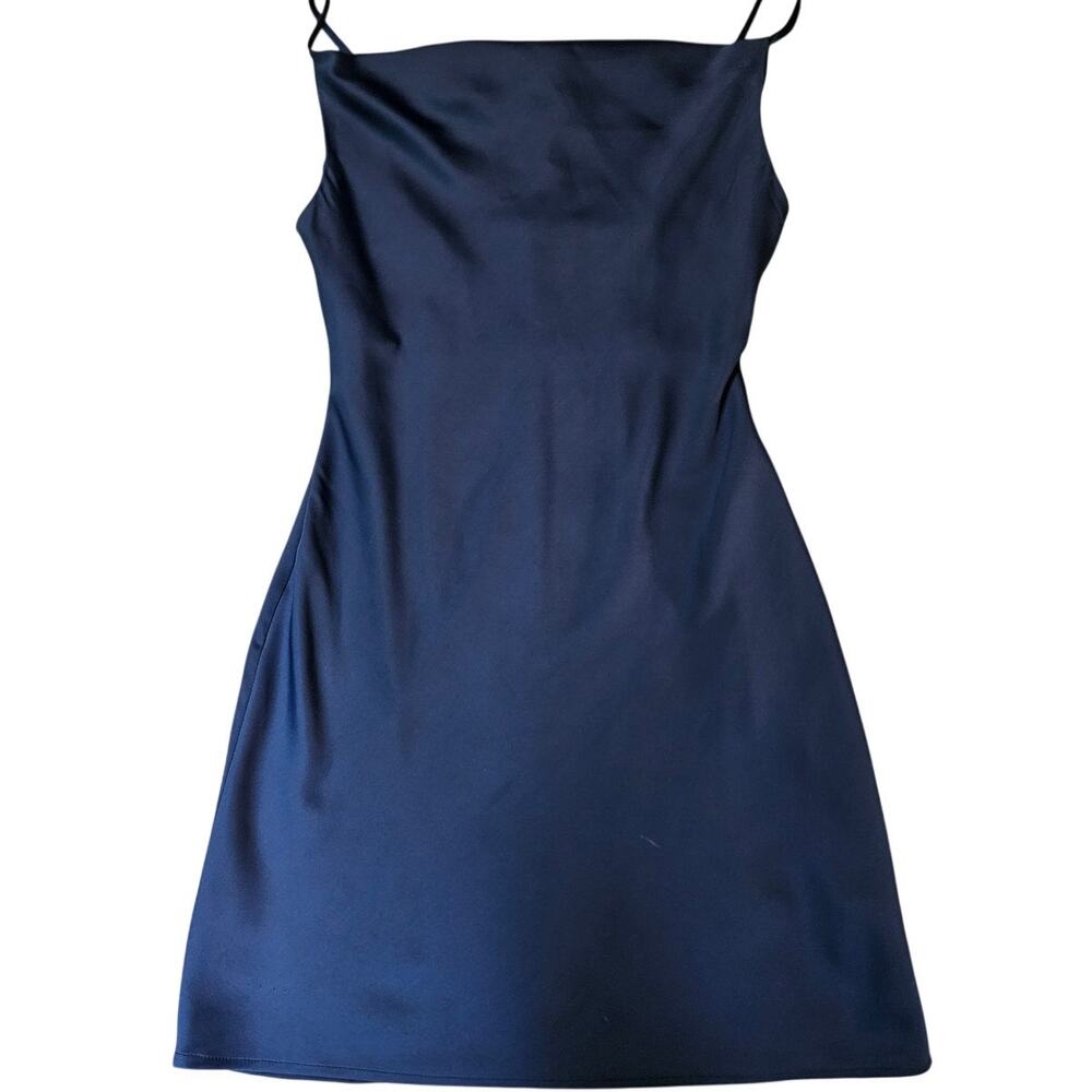 Urban Outfitters Satin Cami Slip Dress Navy XS